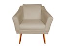 Ver imagem 3 de Kit Namoradeira + 2 Poltronas Decorativa Agatha Suede Bege Pés Madeira Ms Decor