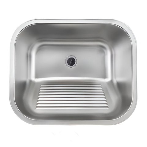 Tanque Aço Inox 45x45 de Lavanderia Antirruído Escovado Completo Brinovar