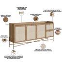 Ver imagem 3 de Aparador Buffet para Sala de Jantar 183cm Industrial Indy A03 Hanover Dourado - Lyam Decor