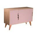 Ver imagem 2 de Aparador Murano Moderno 3 Portas MDP 115cm Carvalho e Rosa Claro Mercado Das Prateleiras