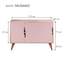 Ver imagem 4 de Aparador Murano Moderno 3 Portas MDP 115cm Carvalho e Rosa Claro Mercado Das Prateleiras