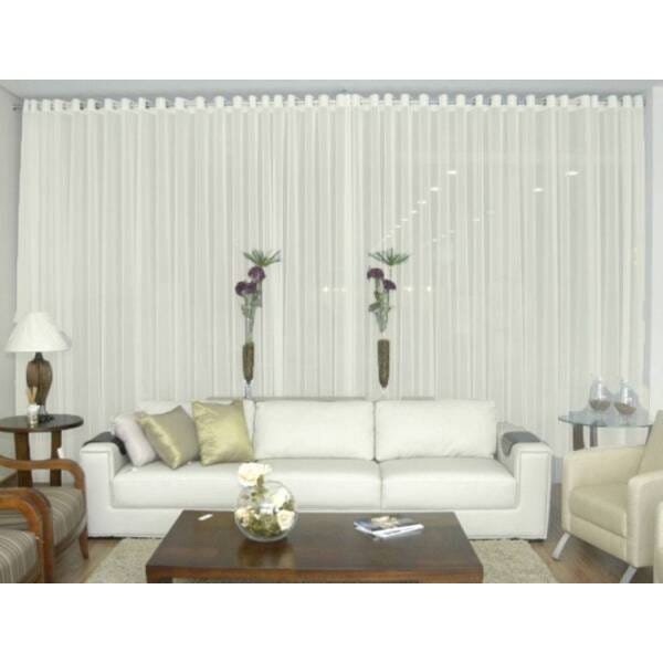 Menor preço em Cortina Voil Pérola Sala Quarto 4,00x2,50 Ilhós Cromado