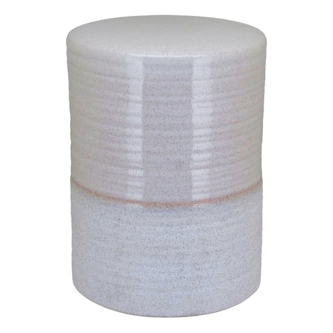Banqueta Cerâmica 44x32x32cm Marfim Banco Decorativo Jardim Garden