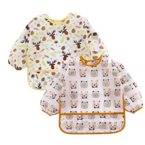 Babador Manga Longa Impermeável Blw Kit 2unds Alce e Urso Baby Babador Blw, Babador Manga Longa, Bab