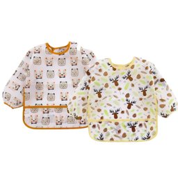 Babador Manga Longa Impermeável Blw Kit 2unds Alce e Urso Baby Babador Blw, Babador Manga Longa, Bab - 2