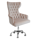 Ver imagem 1 de Poltrona Clássica Capitonê Giratória Ajuste De Altura Elizabeth Veludo Bege Claro