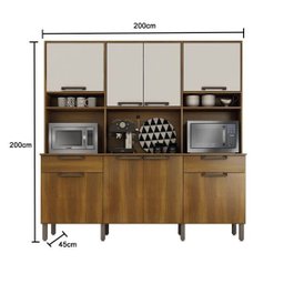 Armário De Cozinha 8 Portas 2 Gavetas Imola Nogal/off Sallêto - 4