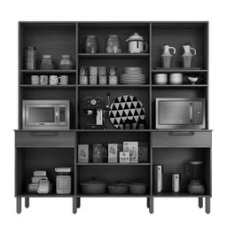 Armário De Cozinha 8 Portas 2 Gavetas Imola Nogal/off Sallêto - 3