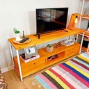 Ver imagem 2 de Rack de TV Industrial de Ferro e Madeira Style Square 2 Nichos de Gaveta e 1 Nicho Carvalho e Branco