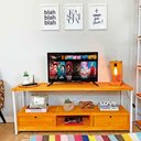Ver imagem 1 de Rack de TV Industrial de Ferro e Madeira Style Square 2 Nichos de Gaveta e 1 Nicho Carvalho e Branco