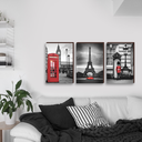 Ver imagem 2 de Kit 3 Quadros Decorativos Londres Paris 60x40cm MDF