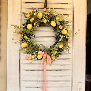 Guirlanda de Páscoa com Ovos e Verdes 40 Cm