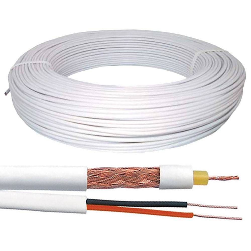 Cabo Coaxial Telecam Rf 4mm 80% Cobre +2x26awg Ext. Branco 300 Metros - 1