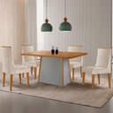 Ver imagem 1 de Mesa de Jantar Diane 120cm Tampo Mdf Laminado com 4 Cadeiras Lisboa Moderna Mobília