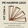 Kit 4 Pés de Ferro 20cm Bronze Hairpin Legs para Puff Poltrona Mesa de Centro Móveis - 5