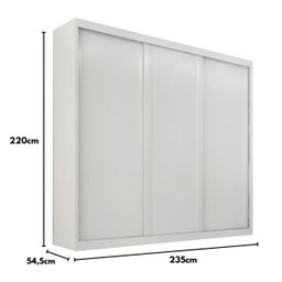 Guarda Roupa Casal Sevilha 3 Portas Correr 6 Gav. Branco - 6