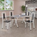 Ver imagem 1 de Conjunto de Mesa Tubular 100x60cm Tampo em Granito Ocre com 4 Cadeiras Lívia Branco/Preto
