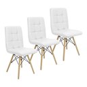 Ver imagem 1 de Kit 3 Cadeiras Gomos Eiffel Eames Fitz Dublin Estofada Base Madeira