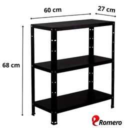 Prateleira Estante Armário Aço 3 Bandejas 60cm Preto Romero - 3