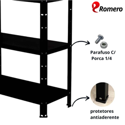 Prateleira Estante Armário Aço 3 Bandejas 60cm Preto Romero - 4