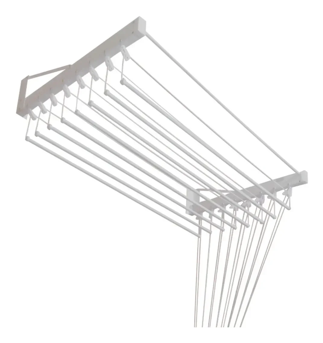 Ver imagem 1 de Varal de Parede Individual 120cm x 08 Varetas - em Alumínio Branco