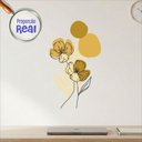 Ver imagem 2 de Adesivo Floral Boho Amarelo Estilo Nórdico 35X60 Minimalista Abstrato