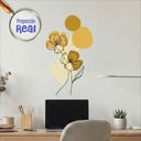 Ver imagem 1 de Adesivo Floral Boho Amarelo Estilo Nórdico 35X60 Minimalista Abstrato