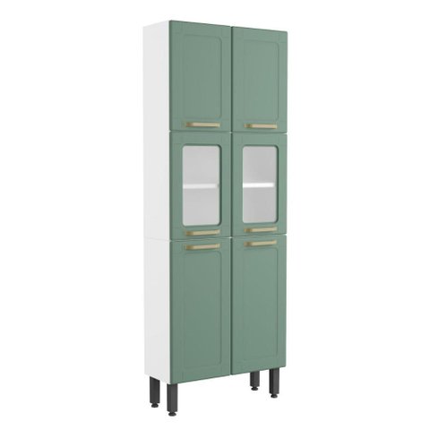 Armário Paneleiro de Aço 6 Portas 2 Vidros Colors Bertolini - Verde/branco