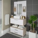 Ver imagem 1 de Conjunto para Banheiro Gabinete Suspenso e Gaveteiro Completo com Nicho e Cuba 80cm