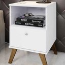 Ver imagem 1 de Mesa de Cabeceira com Gaveta Nicho Pés de Palito - Branco Arte Cass