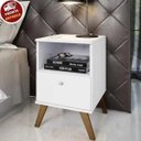 Ver imagem 2 de Mesa de Cabeceira com Gaveta Nicho Pés de Palito - Branco Arte Cass