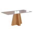 Ver imagem 1 de Mesa de Sala Jantar Patricia + Tampo Madeirado Vidro 130x80cm Nature/Off White - Cimol