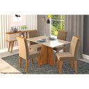 Ver imagem 5 de Mesa de Sala Jantar Patricia + Tampo Madeirado Vidro 130x80cm Nature/Off White - Cimol