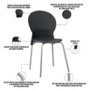 Ver imagem 3 de Cadeira para Sala de Jantar Cozinha Mond F02 Base Aço Cinza Preto - Lyam Decor