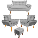 Ver imagem 1 de Opala Namoradeira + 2 Poltrona + Puff Decorativo Sofá Salão Sala Estar Escritório Cinza