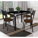 Ver imagem 1 de Conjunto Mesa de Jantar Tubular om 4 Cadeiras Malva Tampo Vidro 107cm SF Preto 151 Assento Imbuia - 