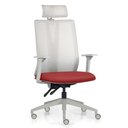 Ver imagem 2 de Kit 2 Cadeiras Escritório Giratória Presidente Flow F02 Base Cinza Sintético Vermelho - Lyam