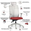 Ver imagem 4 de Kit 2 Cadeiras Escritório Giratória Presidente Flow F02 Base Cinza Sintético Vermelho - Lyam