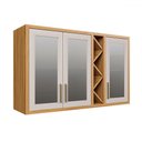 Ver imagem 1 de Armário Aéreo de Cozinha 120 Cm Tempranillo 3 Portas com Vidro Reflecta 100% Mdf Amêndoa/off White -