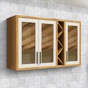 Ver imagem 2 de Armário Aéreo de Cozinha 120 Cm Tempranillo 3 Portas com Vidro Reflecta 100% Mdf Amêndoa/off White -
