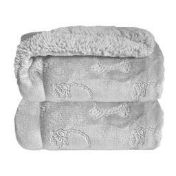 Cobertor Bebê Plush com Sherpa Ferrete Cinza Laco com . de Art. de Cama Mesa e Banho - 1