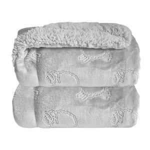 Cobertor Bebê Plush com Sherpa Ferrete Cinza Laco com . de Art. de Cama Mesa e Banho