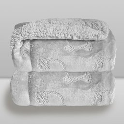 Cobertor Bebê Plush com Sherpa Ferrete Cinza Laco com . de Art. de Cama Mesa e Banho - 2