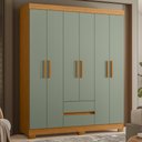 Ver imagem 3 de Guarda Roupa Casal 154cm 6 Portas Lipion Cinamomo/Sálvia a02 - Mpozenato