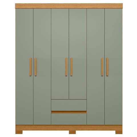 Guarda Roupa Casal 154cm 6 Portas Lipion Cinamomo/Sálvia a02 - Mpozenato