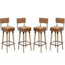 Ver imagem 1 de Kit 4 Banquetas Banco Alto Barcelona Couro Amarula Bar Cozinha Pés Madeira Mz Decor