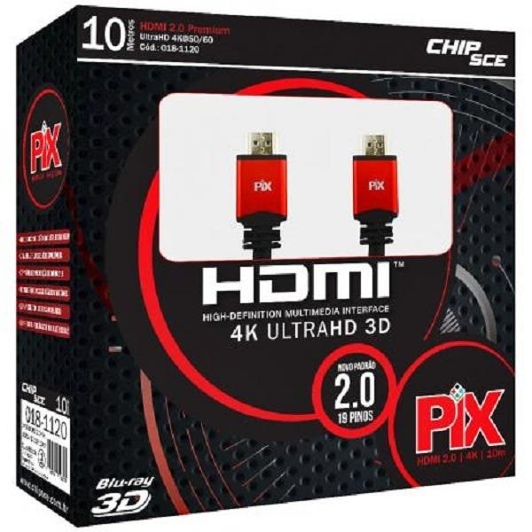 Cabo Hdmi 10m Blindado 2.0 Ethernet 10 Metros 4k 3d 2160p - 1