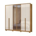 Ver mais imagens de Guarda Roupa Casal 6 Portas com Vidro Reflecta e LED Atacama Freijó e Off White