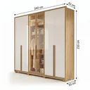 Ver imagem 3 de Guarda Roupa Casal 6 Portas com Vidro Reflecta e LED Atacama Freijó e Off White