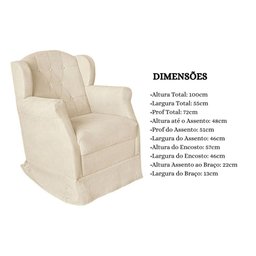 Poltrona Amamentação com Balanço e Puff Luxo Suede Manuela:bege - 6